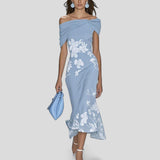 Isabella | Green Floral Off-Shoulder Dress