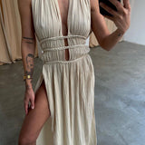 Zolla | Black Cut-Out Split Maxi Dress