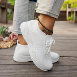 Blanche | White Knit Lace-Up Sneakers