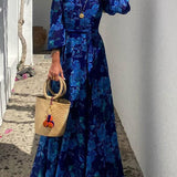 Luna | Blue Floral Off-Shoulder Maxi Dress