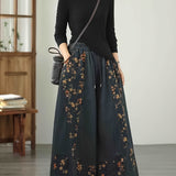 Sienna | Dark Blue Floral Wide-Leg Jeans