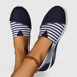 Julia | Navy Striped Slip-Ons