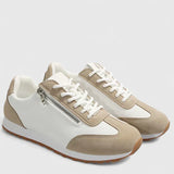 Kytherah | Cream Side-Zip Retro Sneakers