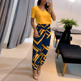 Daphne | Yellow Top & Printed Trouser Set