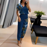 Daphne | Yellow Top & Printed Trouser Set