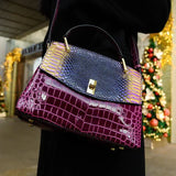 Amaryllis | Purple Croc-Effect Handbag