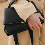 Amaury | Black Fold-Over Handbag