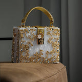 Apolonie | White Floral Box Clutch