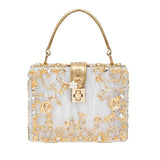 Apolonie | White Floral Box Clutch