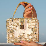 Apolonie | White Floral Box Clutch