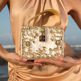 Apolonie | White Floral Box Clutch