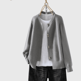 Paige | Grey Draped Open Cardigan