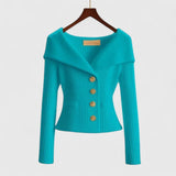 Jade | Magenta Wide-Collar Cardigan