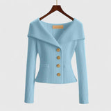 Jade | Magenta Wide-Collar Cardigan