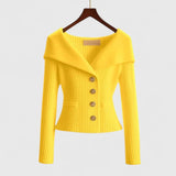 Jade | Magenta Wide-Collar Cardigan