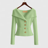 Jade | Magenta Wide-Collar Cardigan