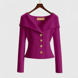 Jade | Magenta Wide-Collar Cardigan