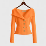 Jade | Magenta Wide-Collar Cardigan
