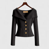 Jade | Magenta Wide-Collar Cardigan