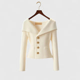 Jade | Magenta Wide-Collar Cardigan