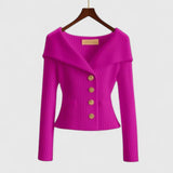 Jade | Magenta Wide-Collar Cardigan