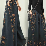 Sienna | Dark Blue Floral Wide-Leg Jeans