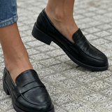 Evana | Black Block-Heel Loafers