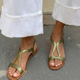 Ludovica | Gold Loop-Strap Flat Sandals