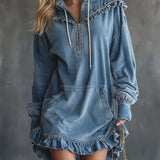 Suzanne | Hoodie Dress with Ruffled Hem