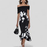 Isabella | Green Floral Off-Shoulder Dress