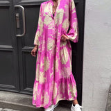 Ophelia | Beige Botanical Open-Front Dress