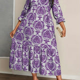 Molly | Cream Mosaic-Print Maxi Dress