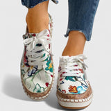 Olisette | Black Floral Lace-Up Sneakers
