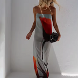 Odelia | Olive Abstract Strapless Maxi Dress