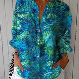 Florina | Blue Peacock Print Blouse