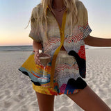 Nadia | Abstract Print Shirt & Shorts Set