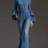 Perrine | Denim Overall with Ruffles