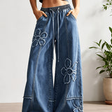 Harper | Vintage Blue Floral Jeans