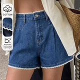 Chloe | Blue Lace-Trim Denim Shorts