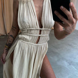 Zolla | Black Cut-Out Split Maxi Dress