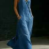 Elena | Denim Overall Dress with Button Placket