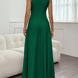 Alix | Green Sleeveless A-Line Maxi Dress