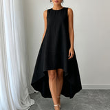 Garance | Black Asymmetric High-Low Dress