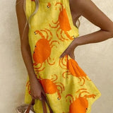 Adalee | Yellow Shell Print Mini Dress