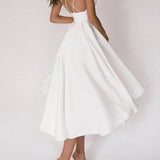 Elara | White Plunging V-Neck Maxi Dress