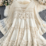 Rosalie | Ivory Crochet-Lace Tunic Dress