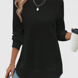 Céline | Elegant Round Neck Long Sleeve Top