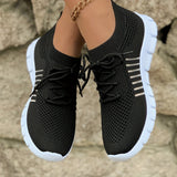 Emmeline | Pink Knit Lace-Up Sneakers