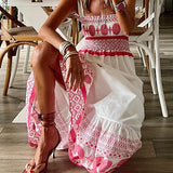 Rianna | White Red-Print Maxi Dress
