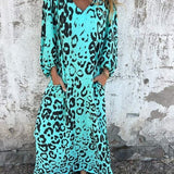 Jessa | Turquoise Leopard-Print Maxi Dress